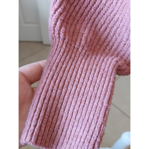 Olive + Oak Womens Sweater Pink Small Collared Tight Knit Bohemian Peasant - Picture 5 of 15